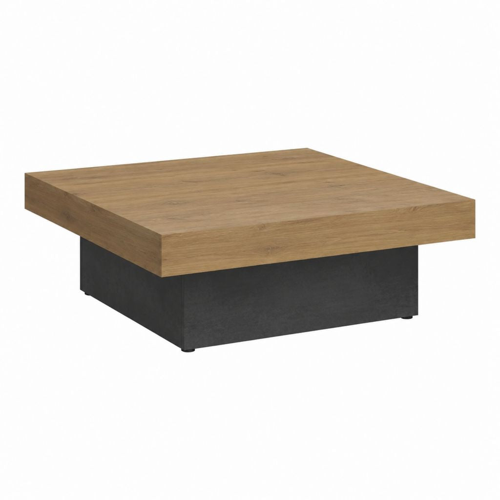 Couchtisch eichefarben schwarz mit Eichenfurnier und MDF quadratisch 90 x 90 x 35 cm
