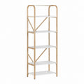 Bücherregal mit 5 Ablagen Naturweiß Bambus MDF 60 x 30 x 180 cm