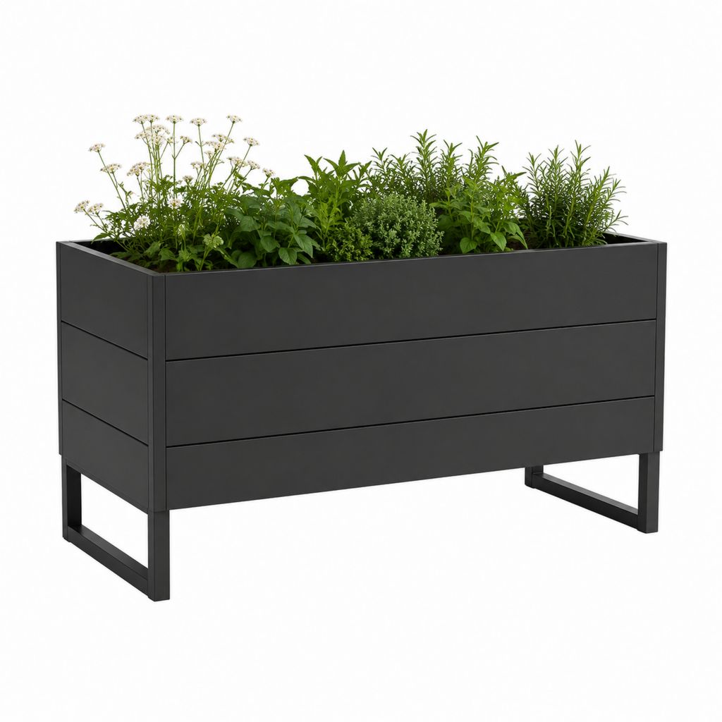 Hochbeet Anthrazit aus pulverbeschichtetem Stahl rechteckig 100 x 40 x 80 cm