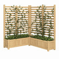 2er-Set Pflanzkasten mit Rankgitter Natur Massivholz Tanne rechteckig je 100 x 30 x 135 cm
