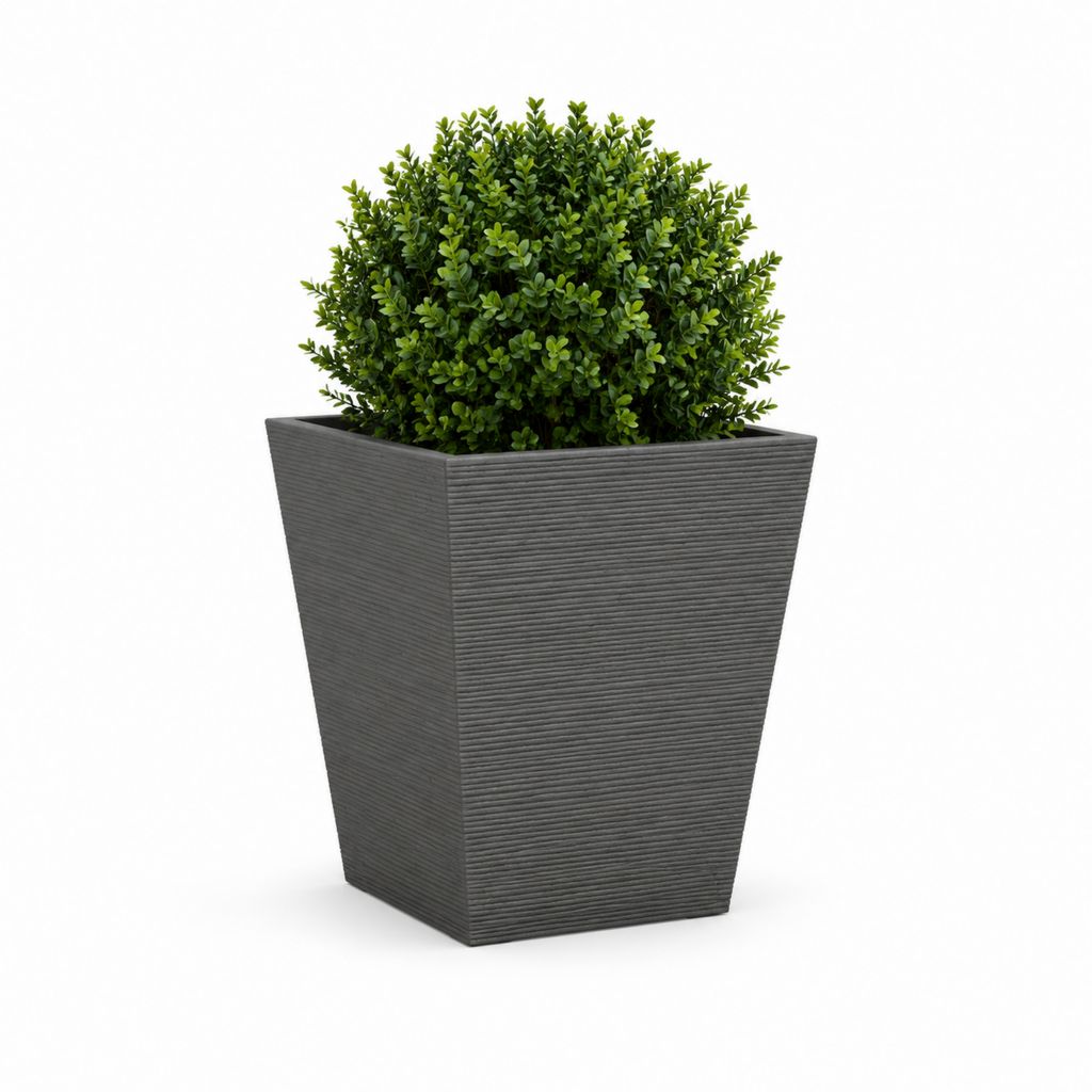 Künstlicher Buchsbaum im Pflanzkübel Grau aus PP und PE quadratisch 30 x 30 x 80 cm