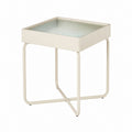Beistelltisch Couchtisch Cremeweiß Stahl Glas quadratisch 45 x 45 x 50 cm