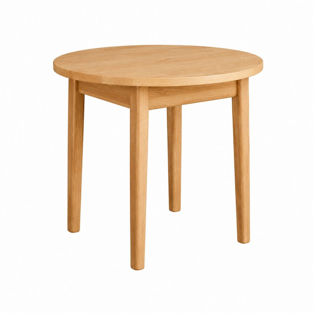 Runder Couchtisch aus massivem Eichenholz Natur 70 cm Durchmesser 45 cm Höhe
