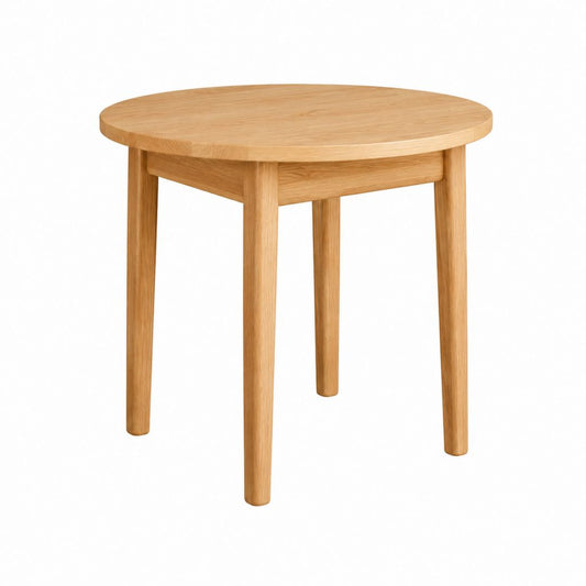 Runder Couchtisch aus massivem Eichenholz Natur 70 cm Durchmesser 45 cm Höhe
