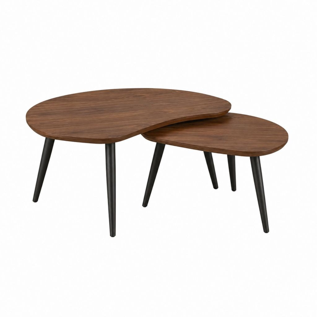 Couchtisch Set 2-teilig Walnussbraun MDF oval 115 x 60 x 45 cm und 75 x 45 x 35 cm