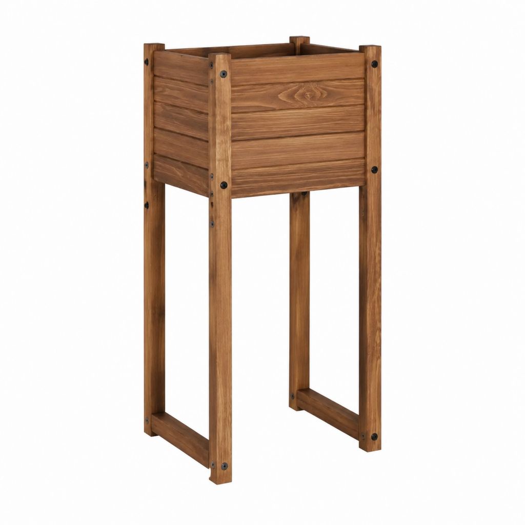 Hochbeet Pflanzkasten aus massivem Akazienholz Braun 50 x 50 x 80 cm