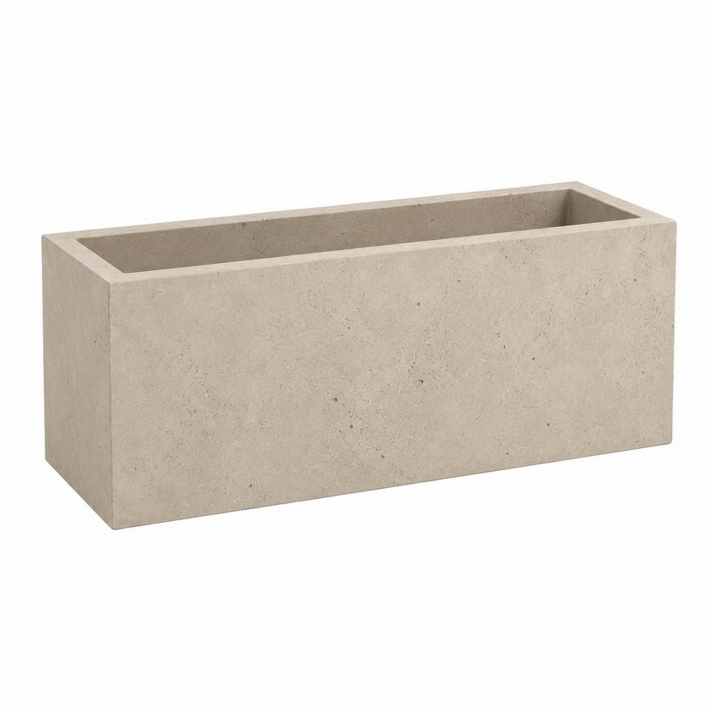 Rechteckiger Pflanzkasten Beige aus Beton 80 x 30 x 40 cm