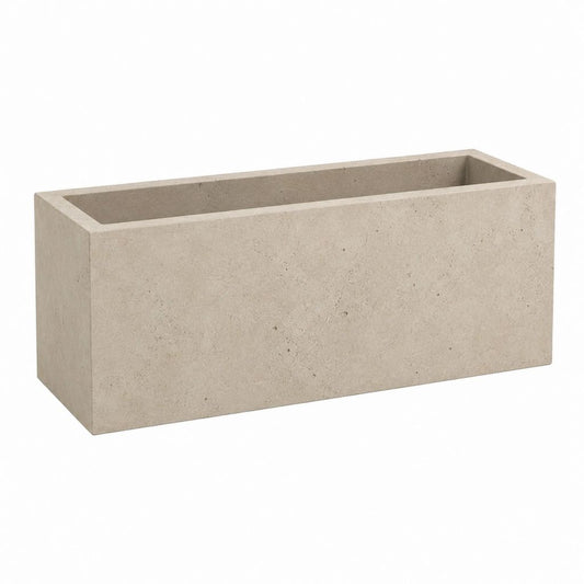 Rechteckiger Pflanzkasten Beige aus Beton 80 x 30 x 40 cm