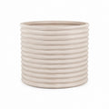 Runder Blumentopf Beige aus Keramik mit Rillen Ø 30 cm Höhe 30 cm
