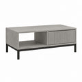 Couchtisch Grau mit Schublade und offenem Fach MDF Stahl rechteckig 100 x 60 x 45 cm
