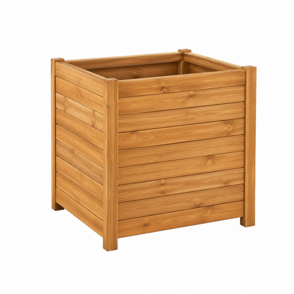 Hochbeet Pflanzkasten aus massivem Kiefernholz Braun quadratisch 80 x 80 x 80 cm