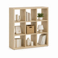 Bücherregal 9 Fächer Eiche hell melaminharzbeschichtete Spanplatte rechteckig 90 x 30 x 120 cm